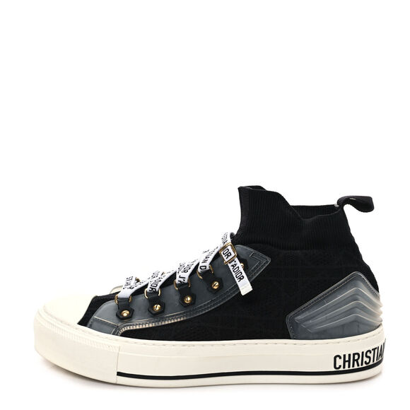 Christian Dior Walk'N'Dior Black Technical Knit Calfskin High Top Sneakers 41 - Picture 1 of 9